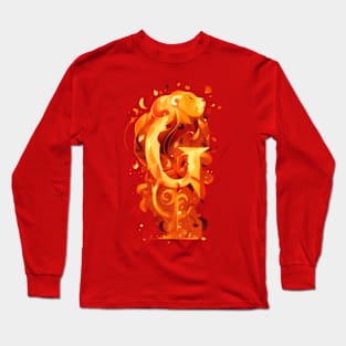 Fiery Lion and the Letter G - Fantasy Long Sleeve T-Shirt